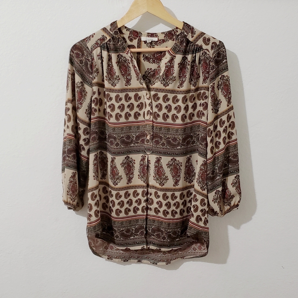 Pleione Long Sleeved Blouse Nordstrom Paisley Oversized Shirt Small